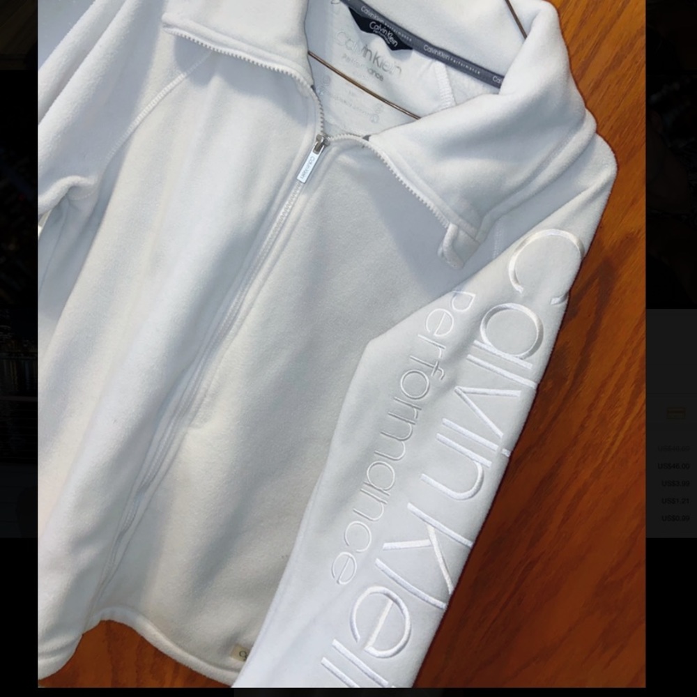 White Calvin Klein Fleece Zip up